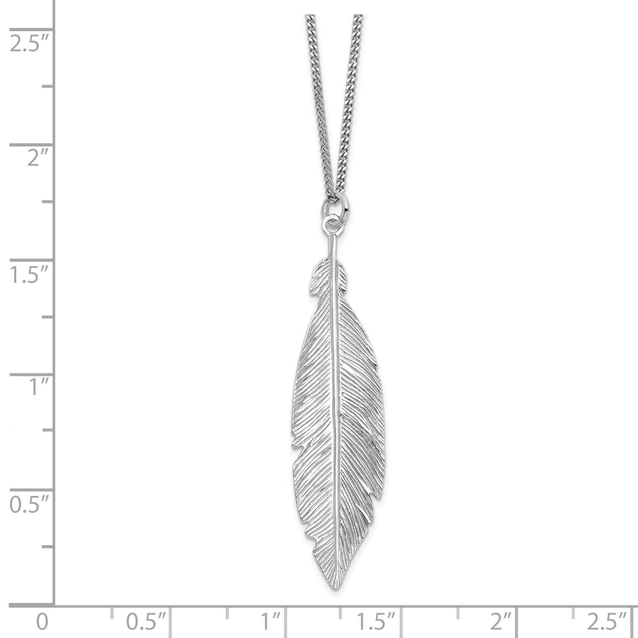 Sterling Silver Rhodium-plated Leaf w/1in ext. Necklace