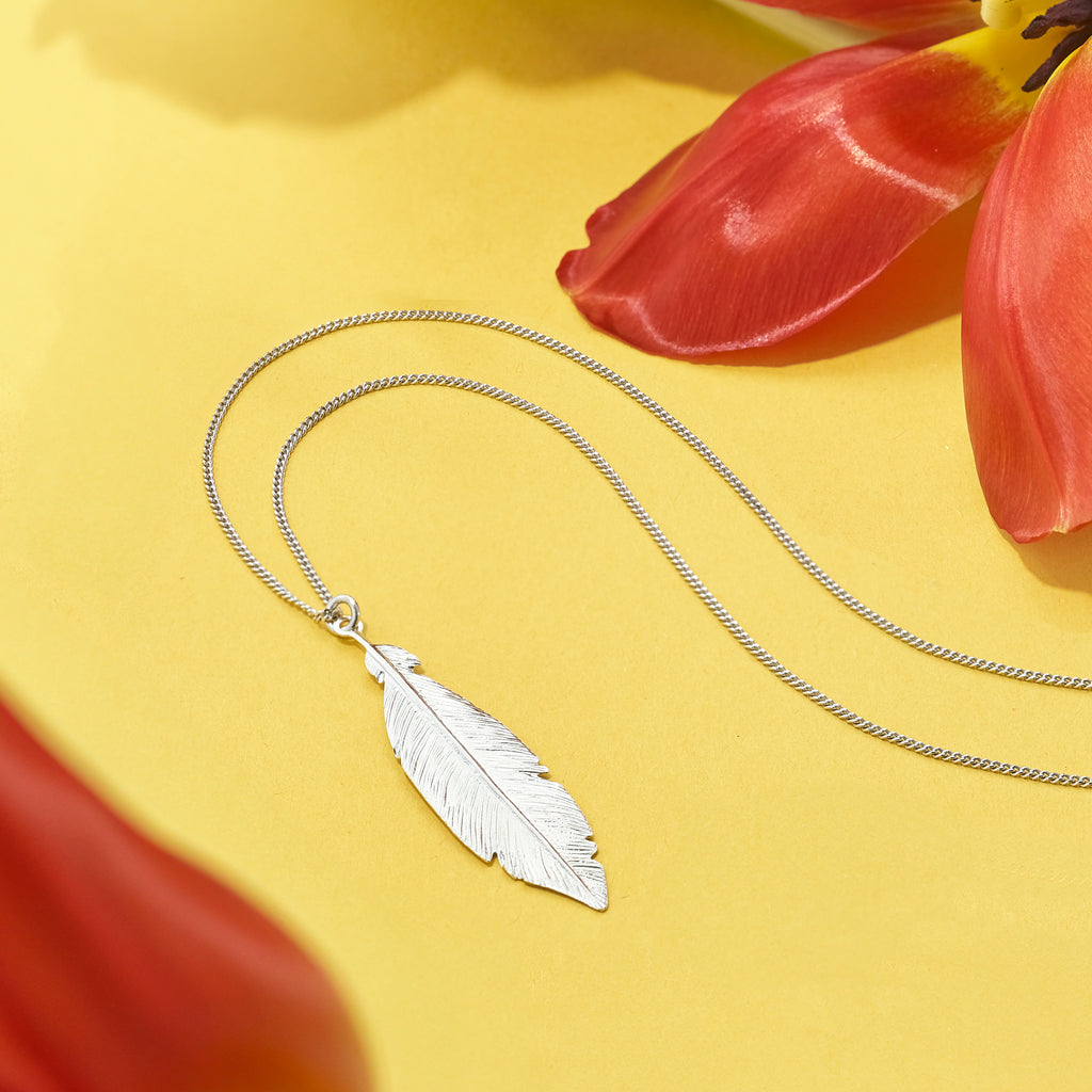 Sterling Silver Rhodium-plated Leaf w/1in ext. Necklace