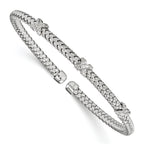 Sterling Silver Rhodium-Rhodium-Plated CZ Woven Cuff