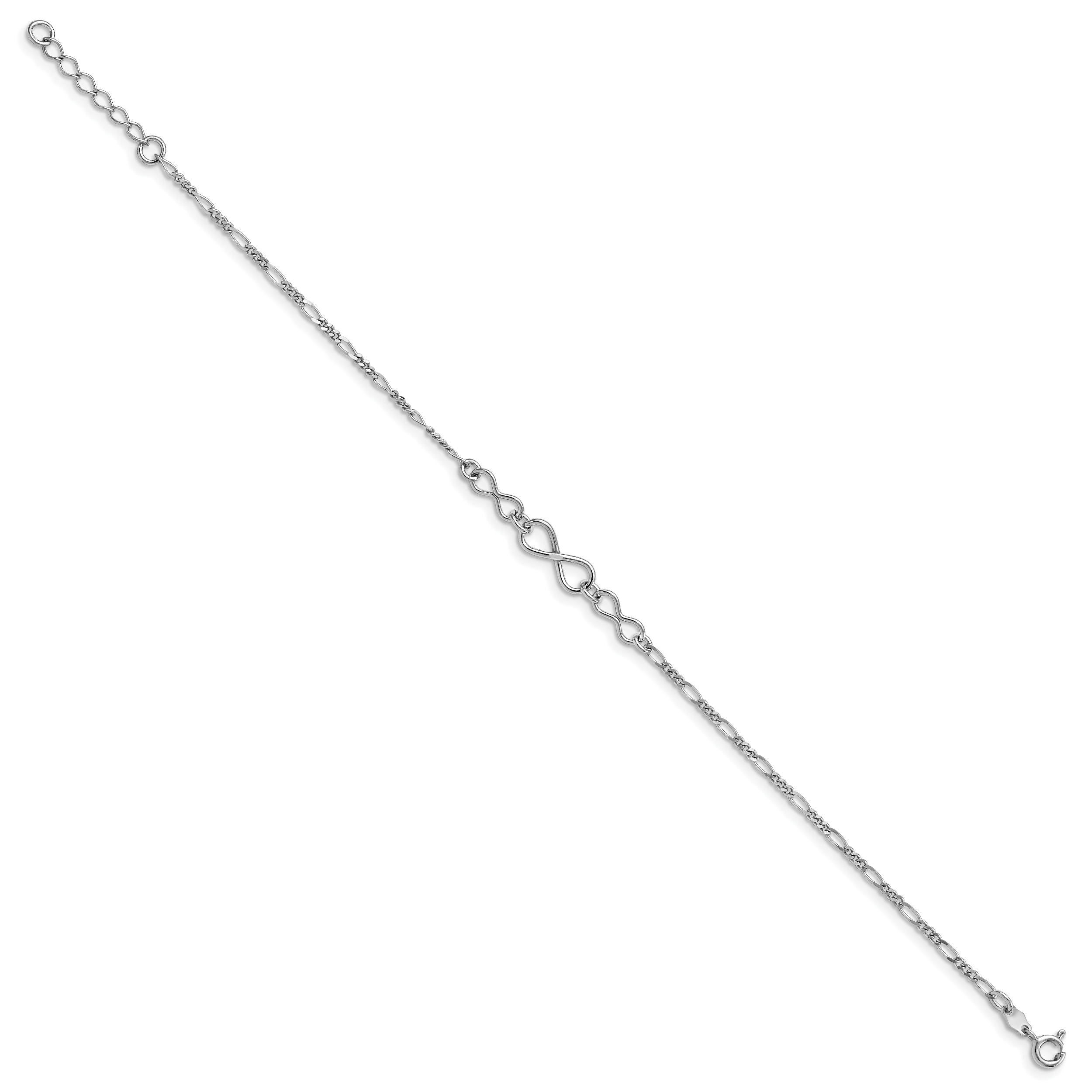 Sterling SilverRhodium-Rhodium-Plated Infinity w/1in ext. Anklet Secondary image