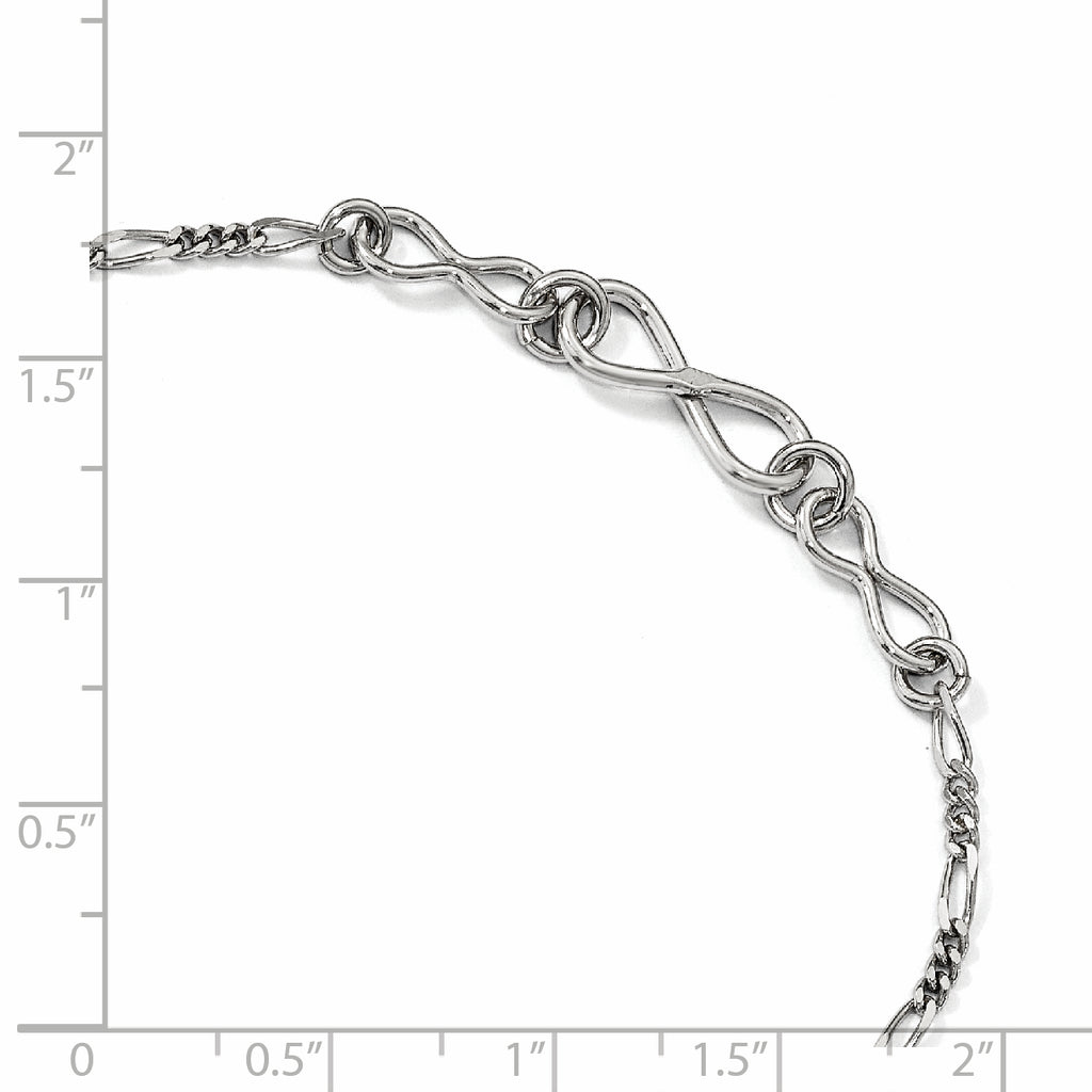 Sterling Silver Rhodium-plated Infinity 9 inch Plus 1 inch Extender - Total 10 inch Anklet