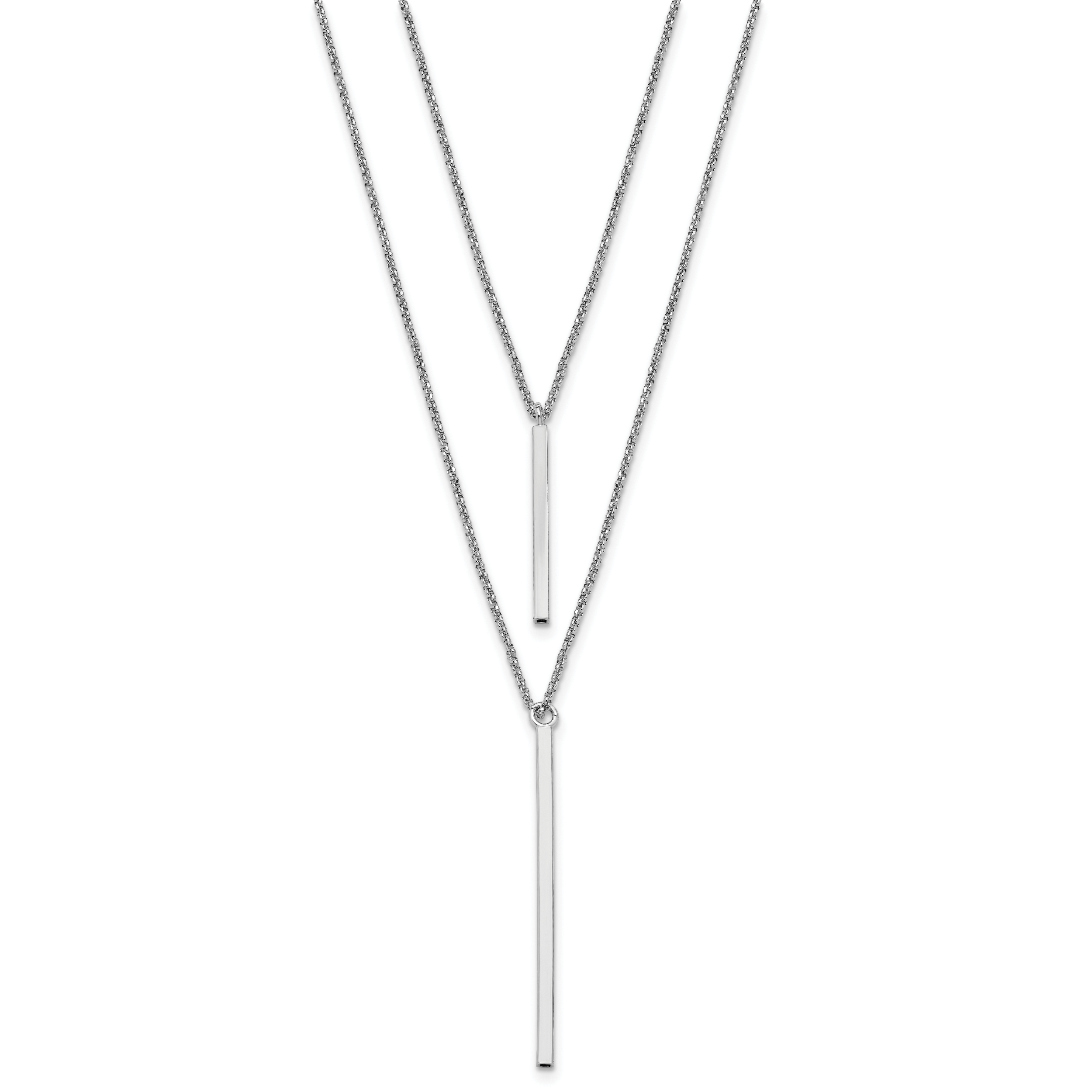 Sterling Silver RH-plated Two Strand w/2in ext. Necklace Secondary image