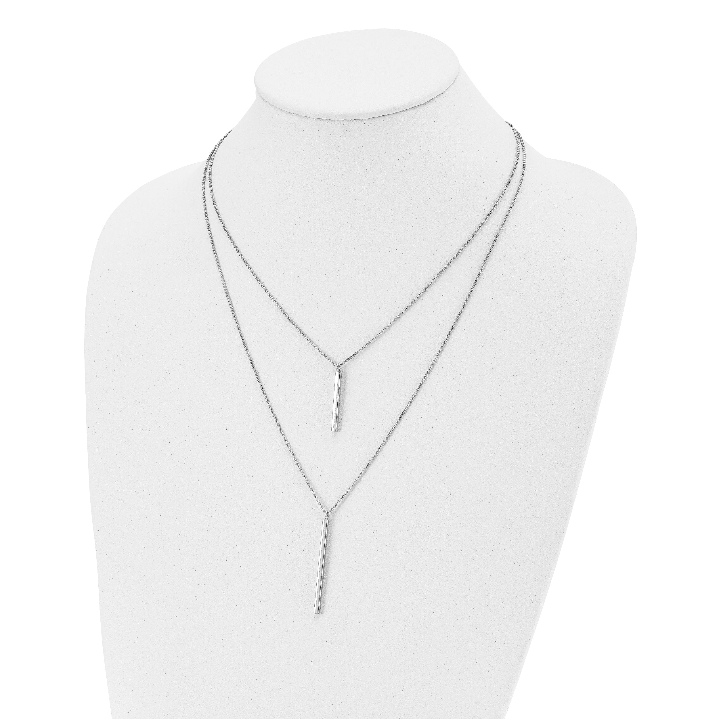 Sterling Silver RH-plated Two Strand w/2in ext. Necklace