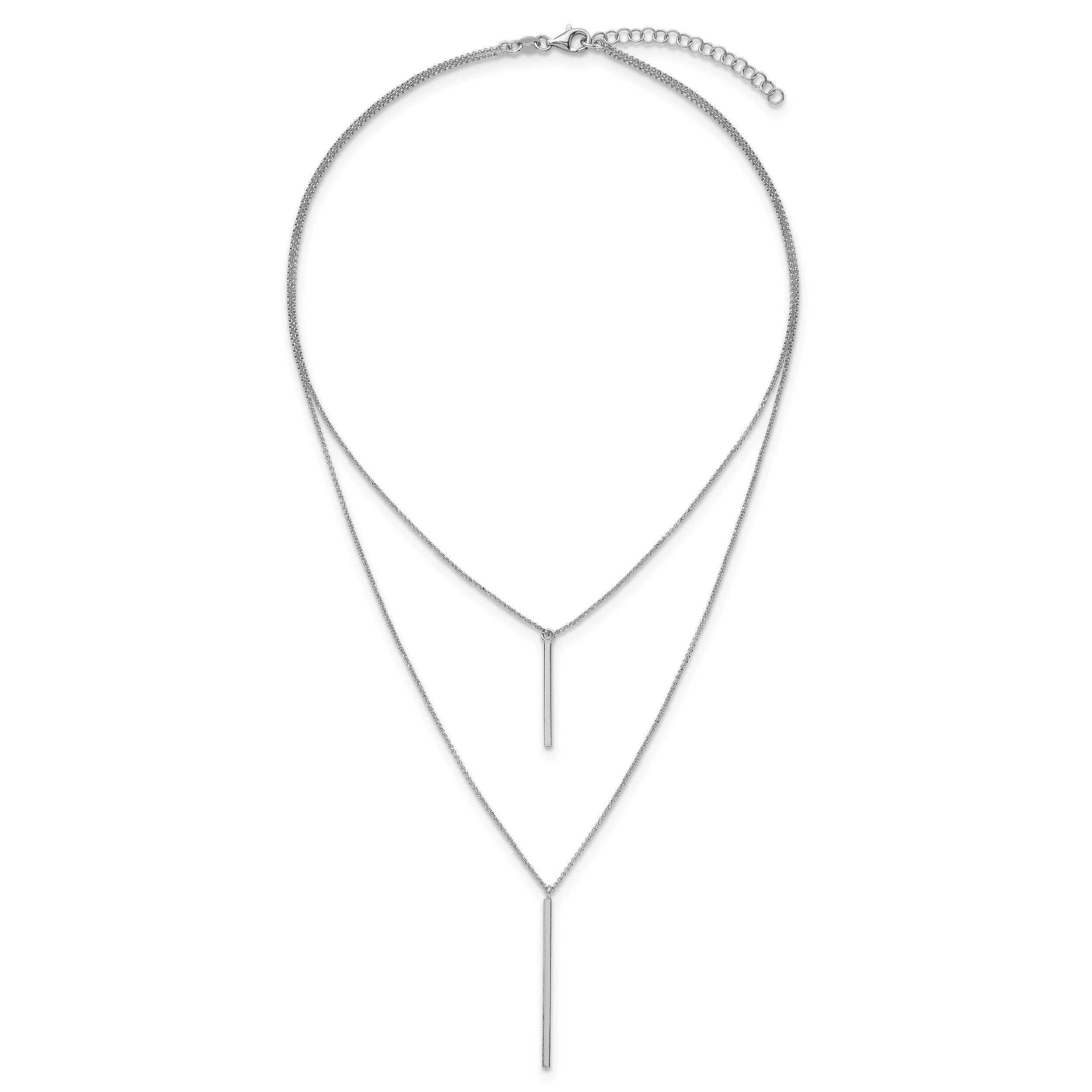 Sterling Silver RH-plated Two Strand w/2in ext. Necklace