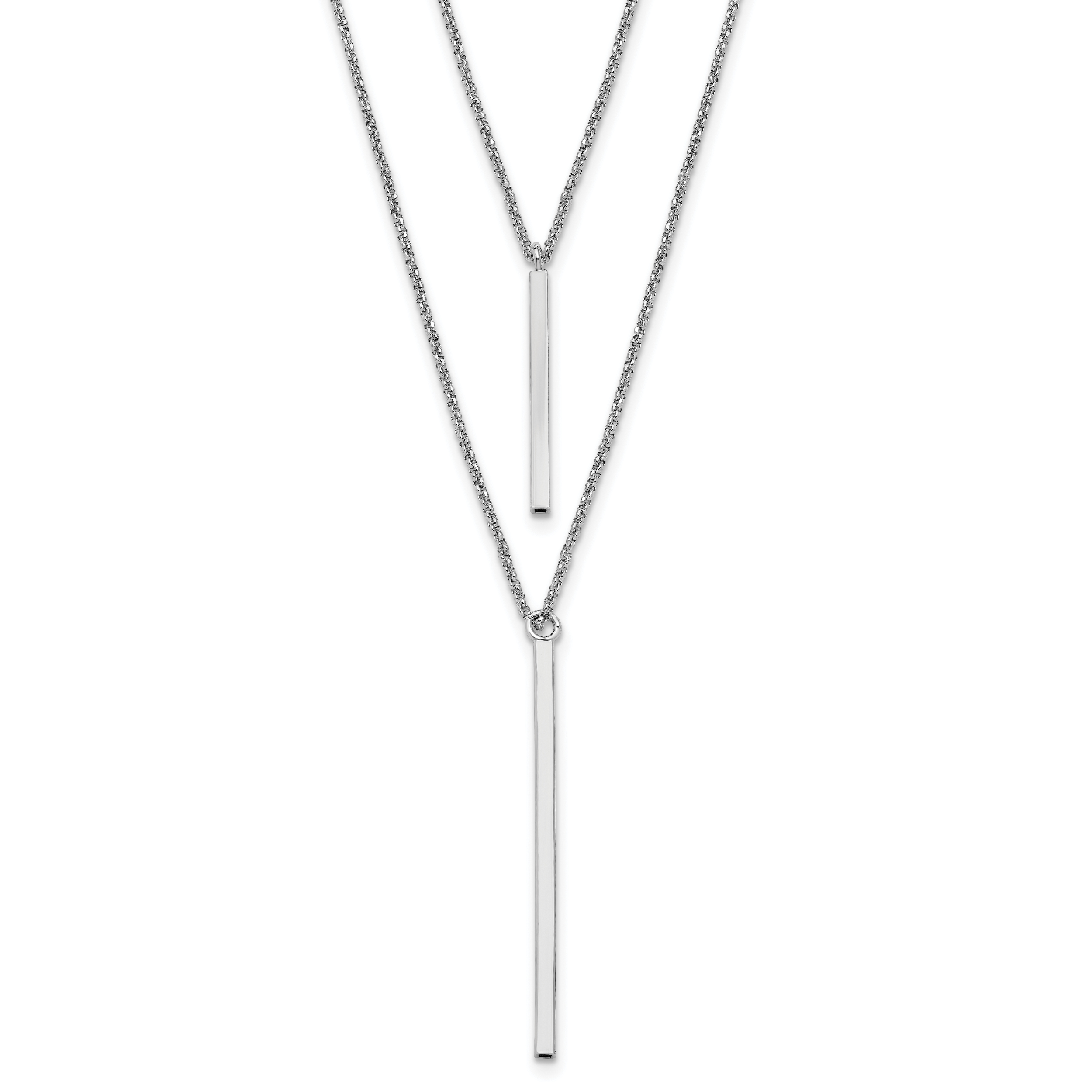 Sterling Silver RH-plated Two Strand w/2in ext. Necklace