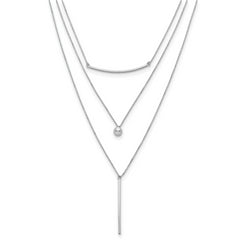 Sterling Silver RH-plated Three Strand w/2in ext. Necklace