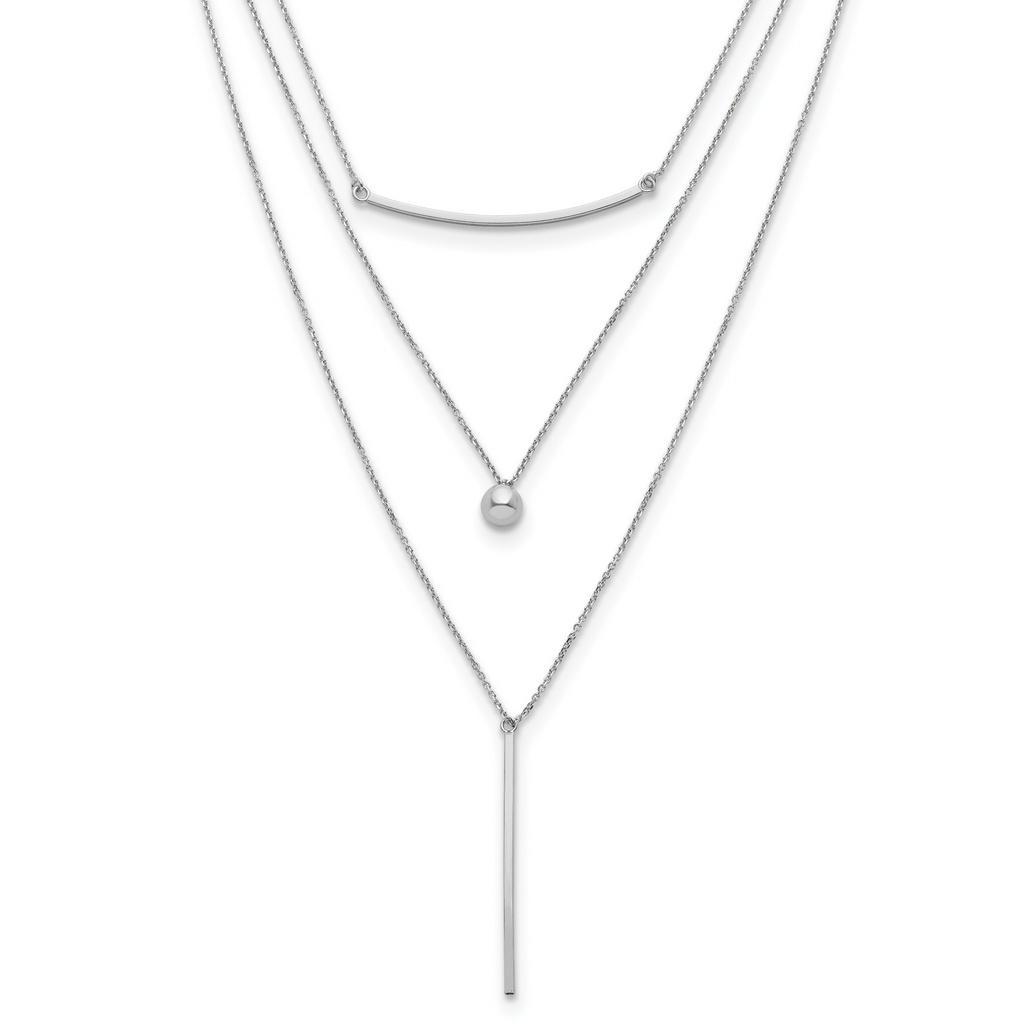Sterling Silver RH-plated Three Strand w/2in ext. Necklace
