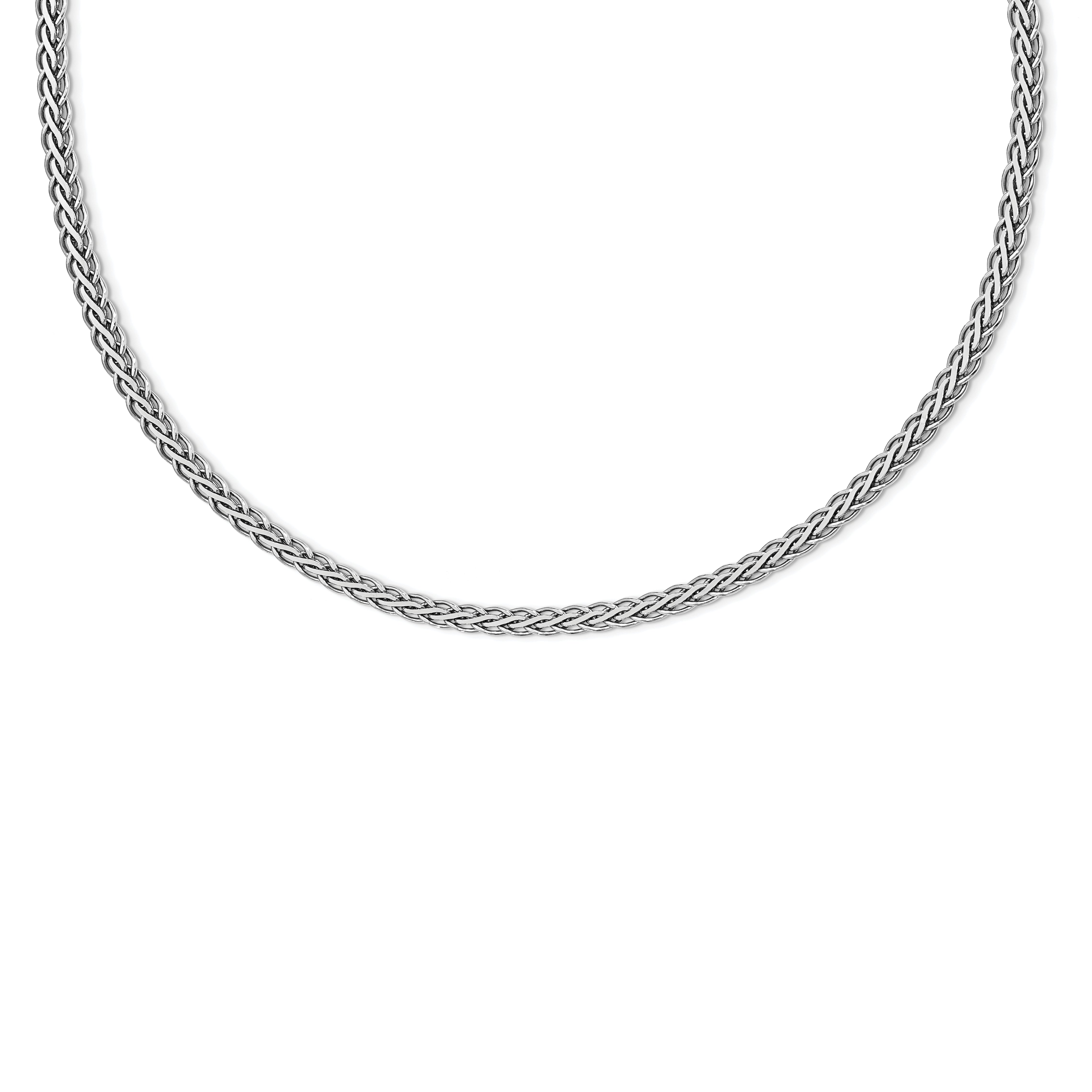 Sterling SilverRhodium-Rhodium-Plated Flat Diamond Cut Spiga Necklace Secondary image