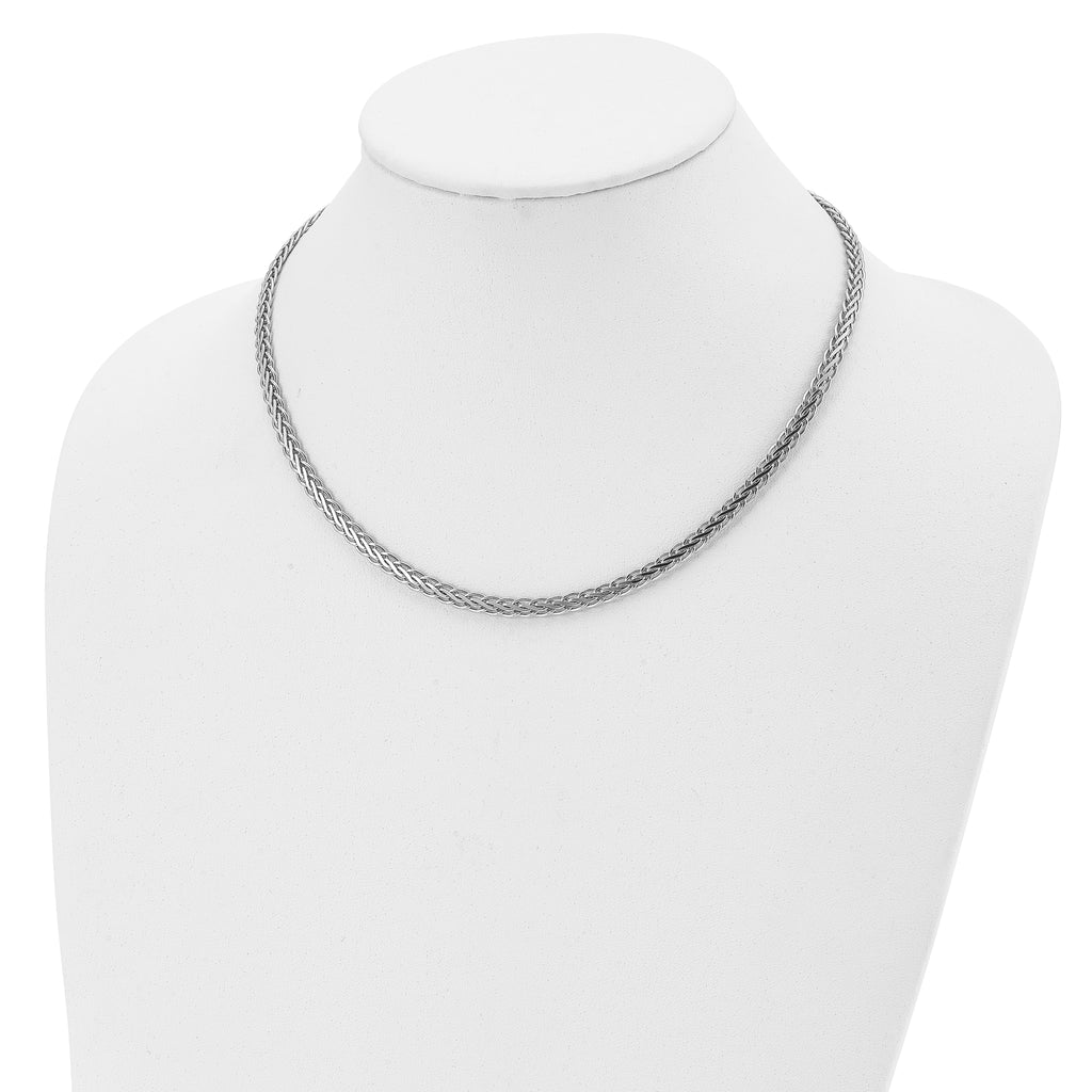 Sterling Silver RH-plated Flat D/C Spiga Necklace