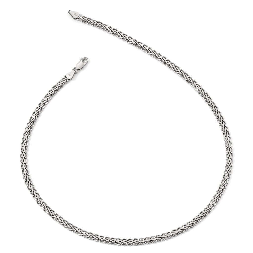 Sterling Silver RH-plated Flat D/C Spiga Necklace