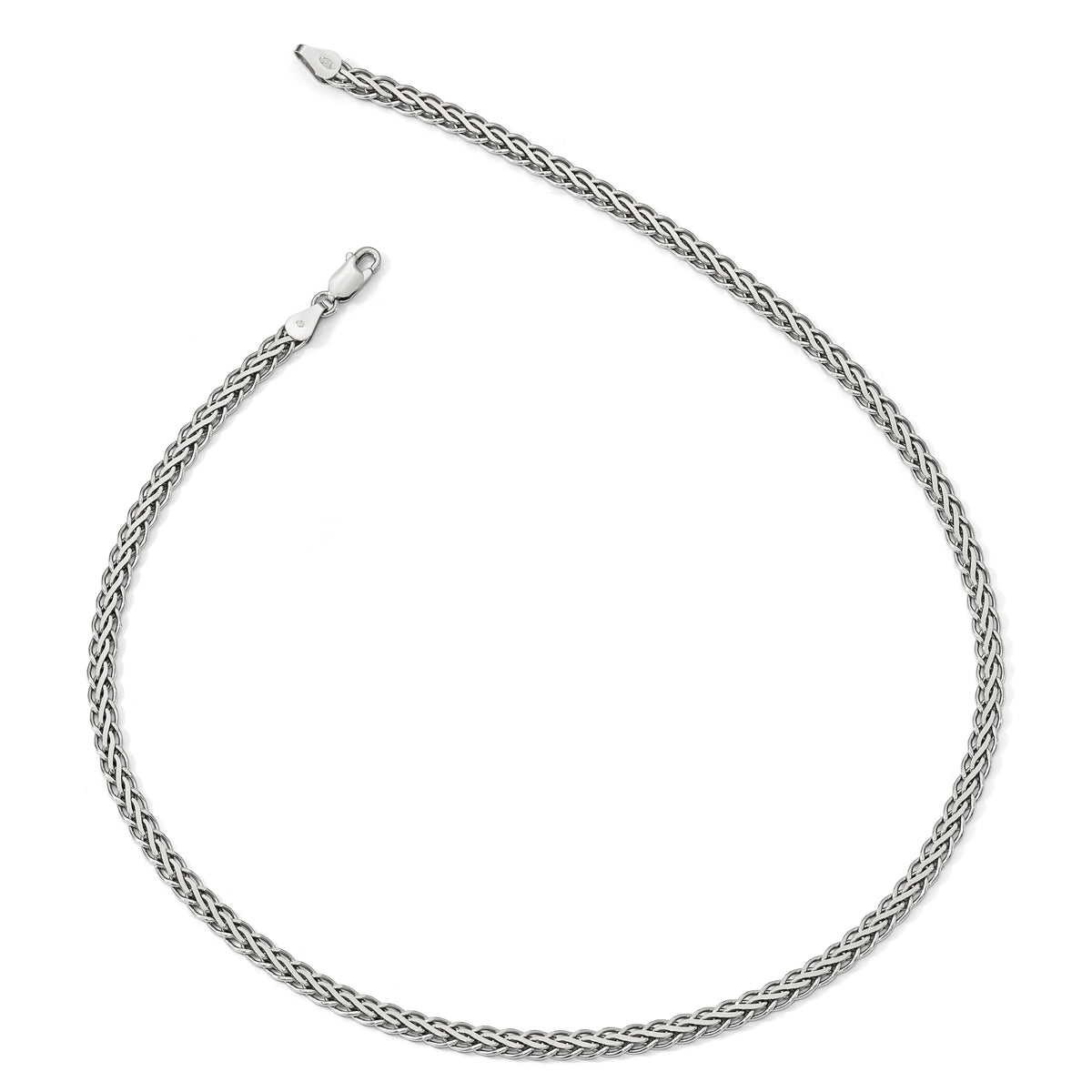 Sterling Silver RH-plated Flat D/C Spiga Necklace