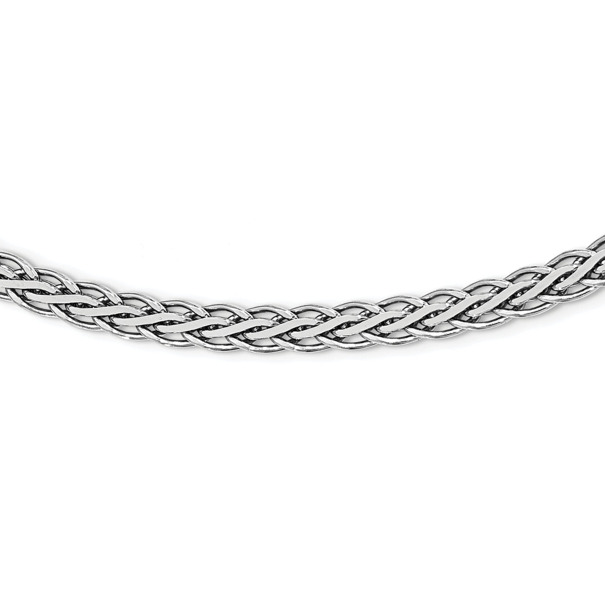 Sterling SilverRhodium-Rhodium-Plated Flat D/C Spiga Necklace