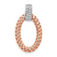 Sterling Silver RH-plate Rose Gold-plate CZ Braided Oval Pendant