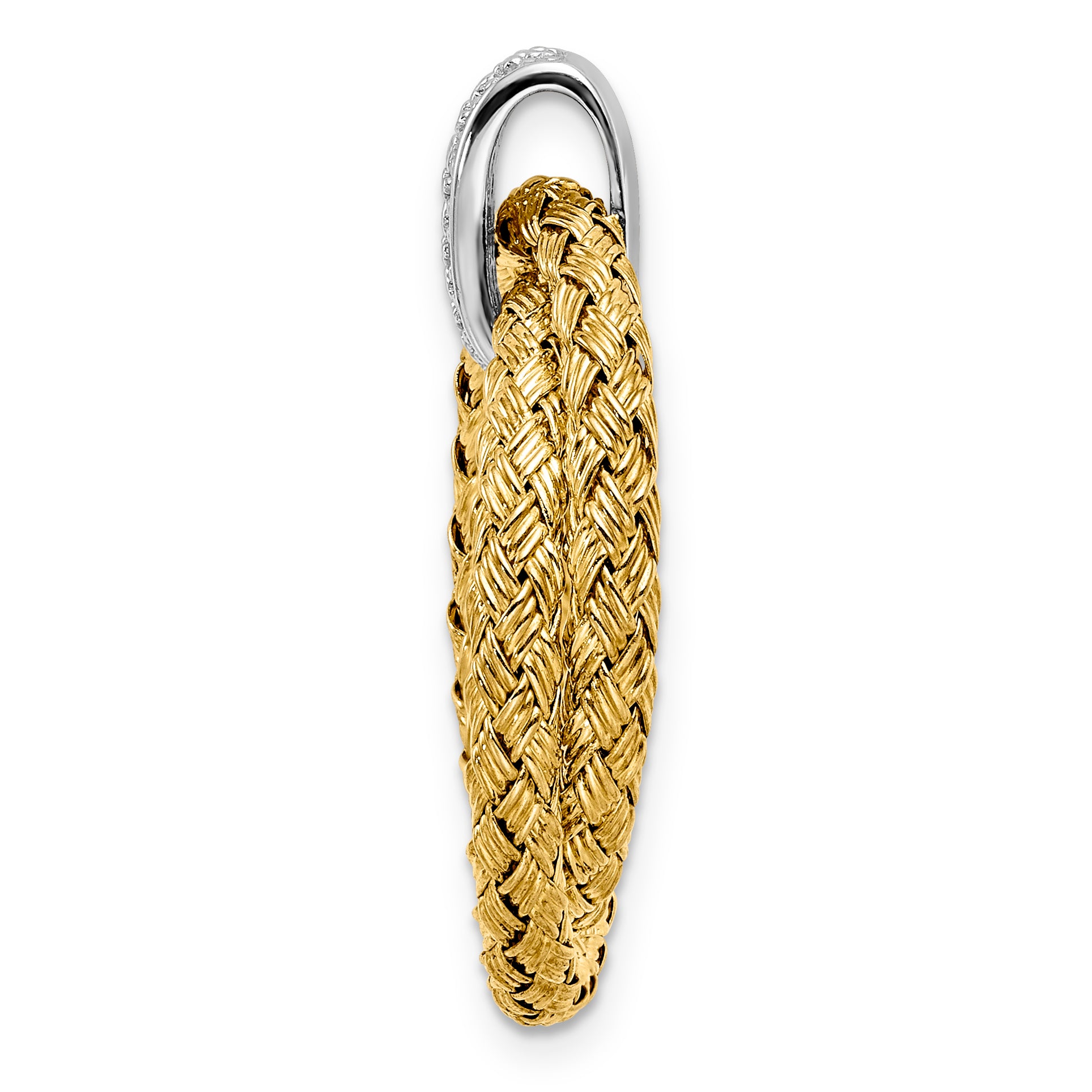Sterling Silver Rhodium-plated Gold-plated CZ Braided Pendant Secondary image