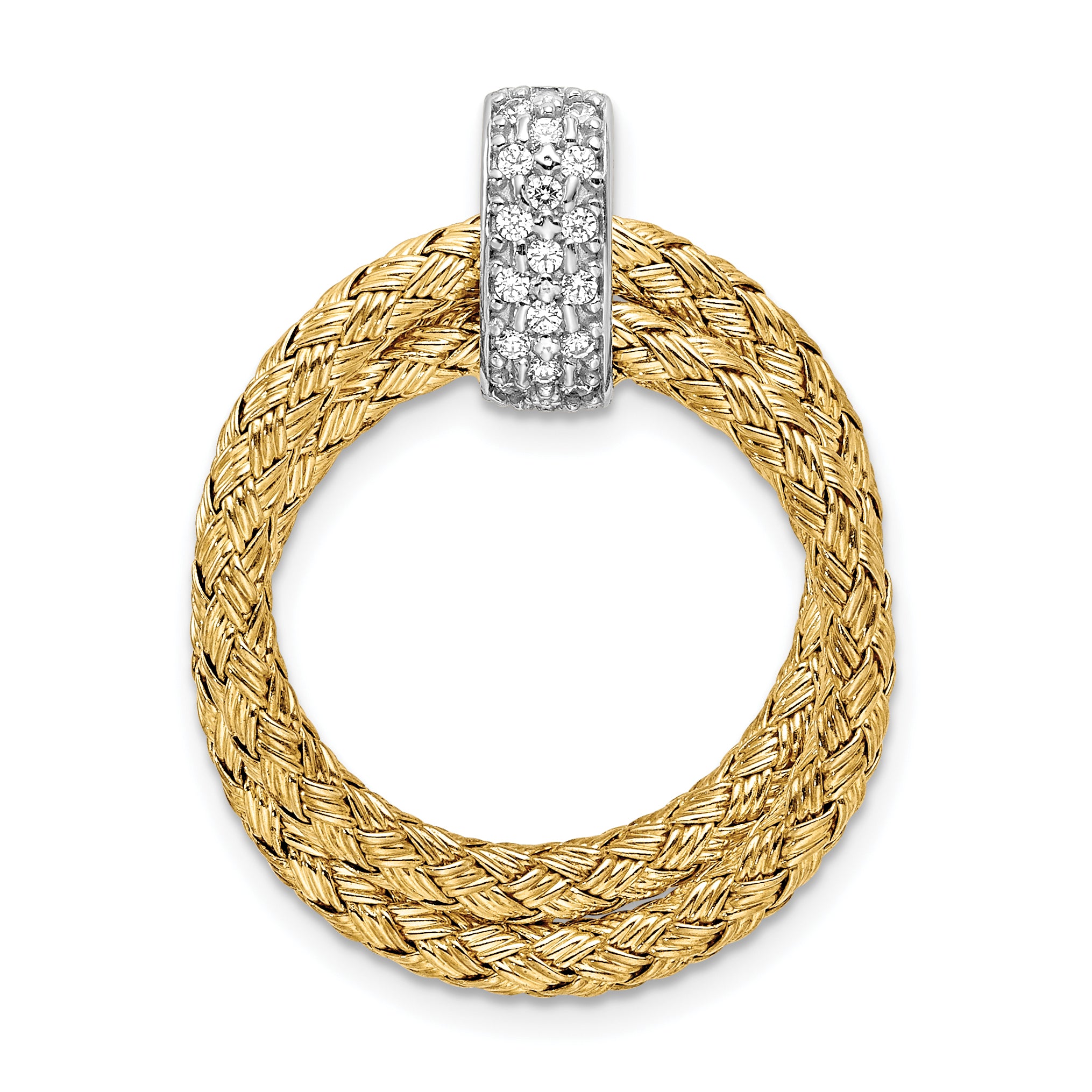 Sterling Silver Rhodium-plated Gold-plated CZ Braided Pendant Main image
