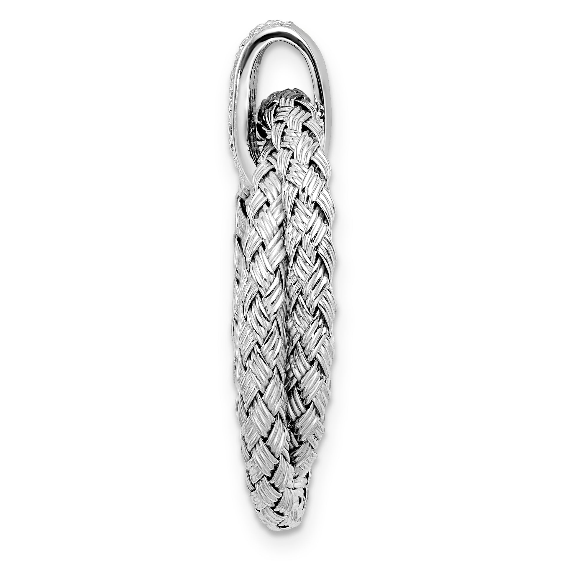 Sterling Silver RH-plated Polished with CZ Braided Pendant Secondary image
