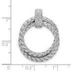 Sterling Silver RH-plated Polished with CZ Braided Pendant