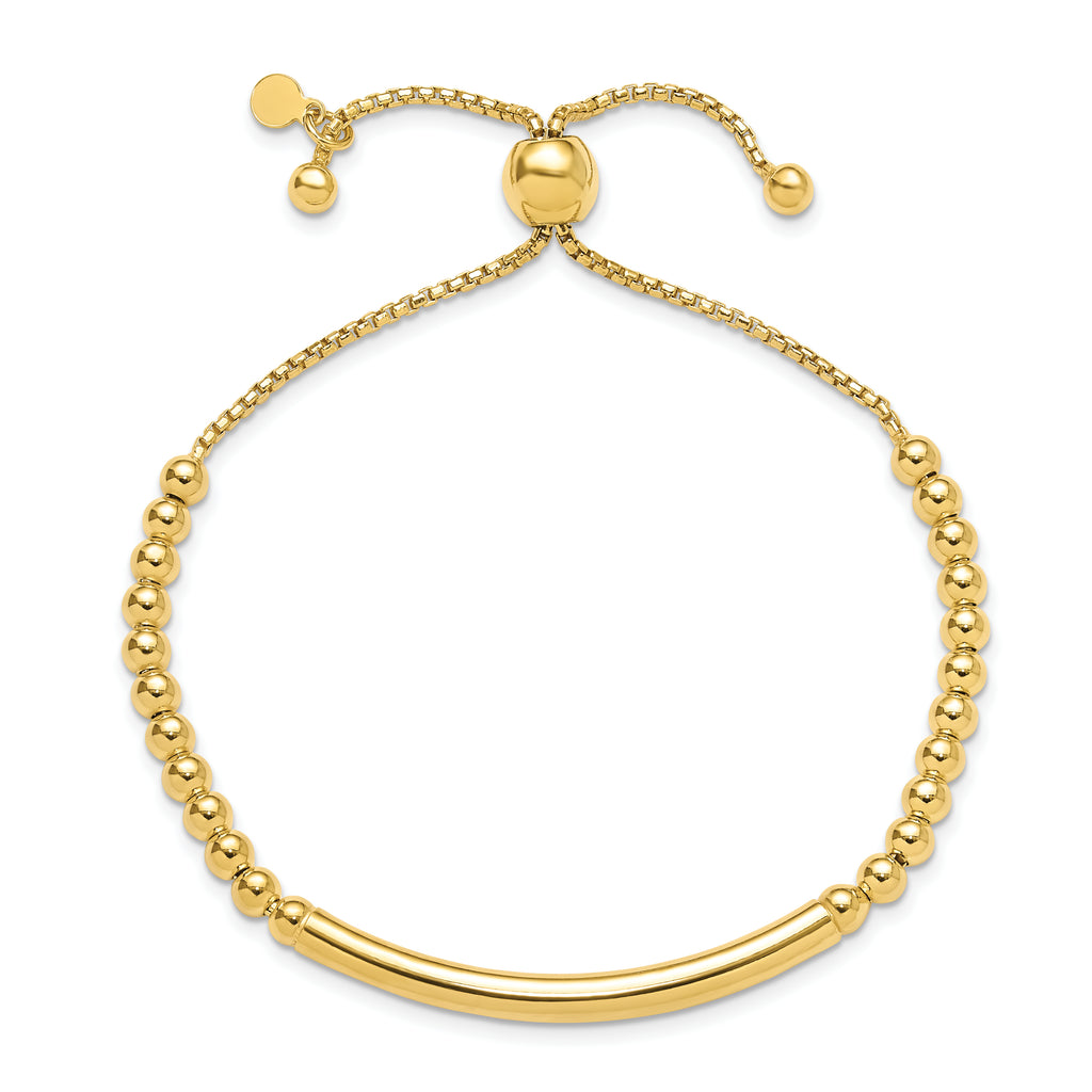 Sterling Silver Gold-plated Beaded Adjustable Bracelet