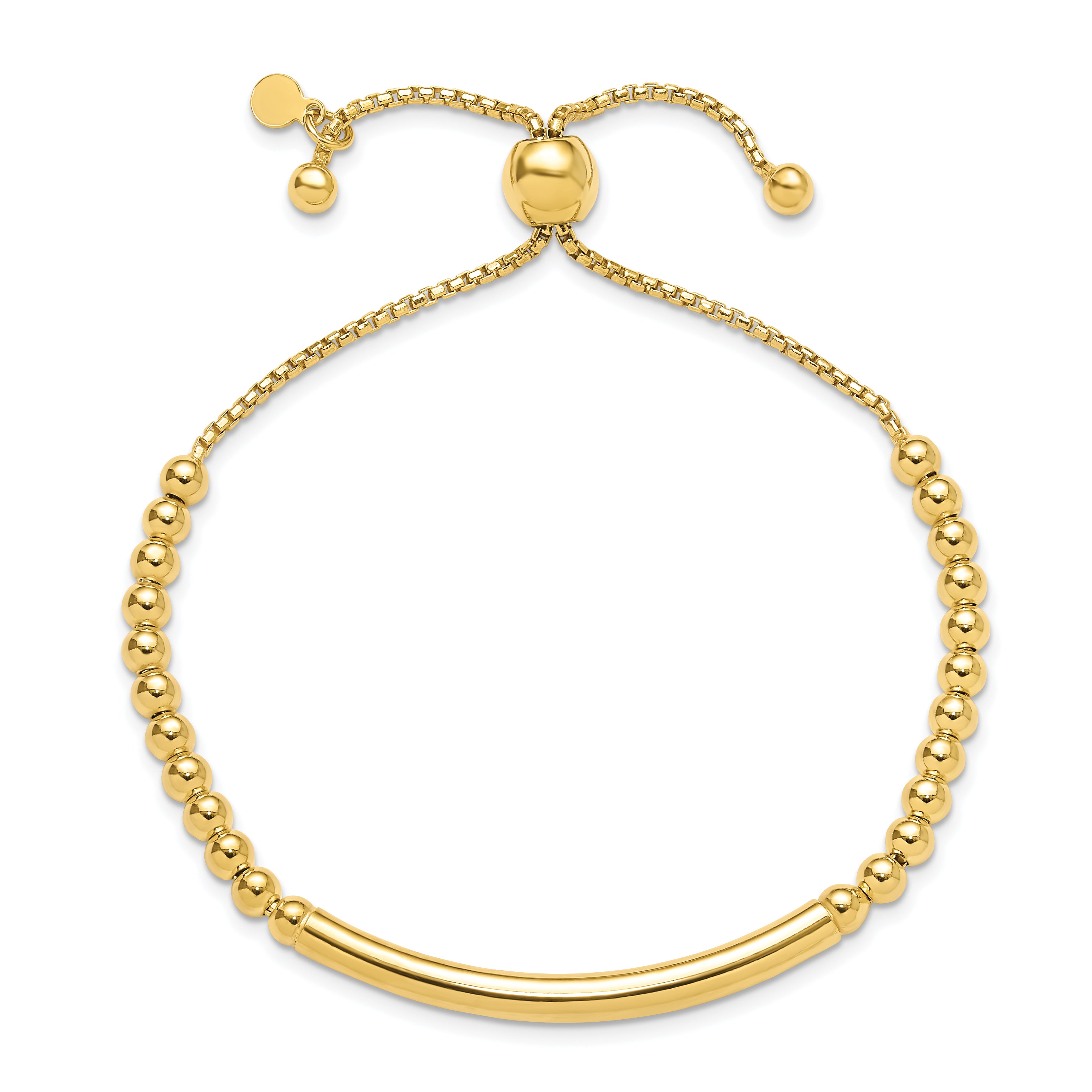 Sterling Silver Gold-plated Beaded Adjustable Bracelet