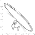 Sterling Silver RH-plated Polished Beaded Adjustable Bracelet