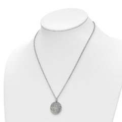 Sterling Silver Polished CZ Floral Pendant Necklace