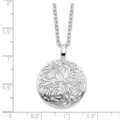 Sterling Silver Polished CZ Floral Pendant Necklace