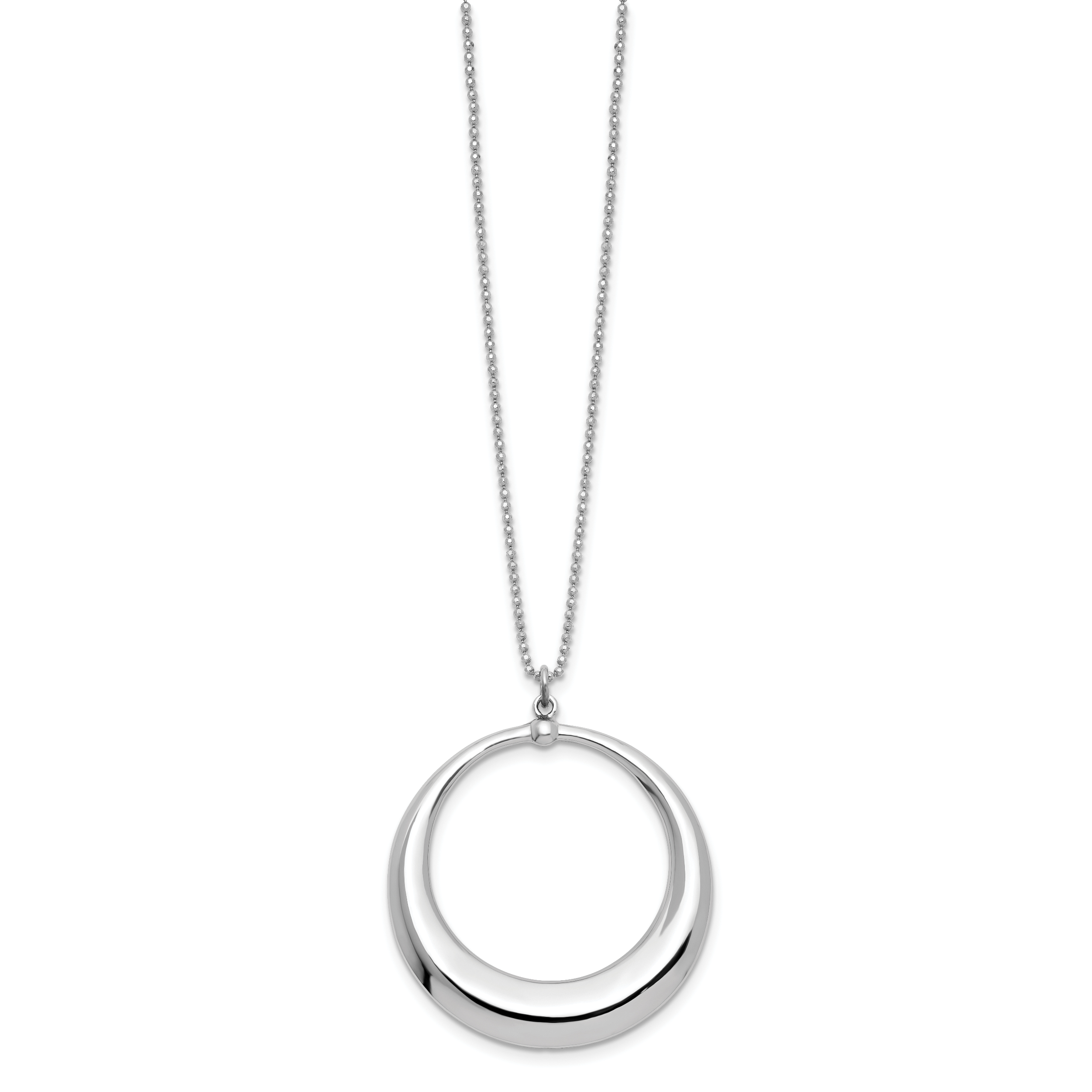 Sterling Silver Rhodium-Rhodium-Plated Polished Circle Necklace Secondary image