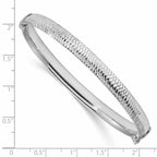 Sterling Silver RH-plated Polished & Textured Bangle