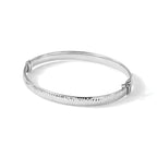 Sterling Silver RH-plated Polished & Textured Bangle