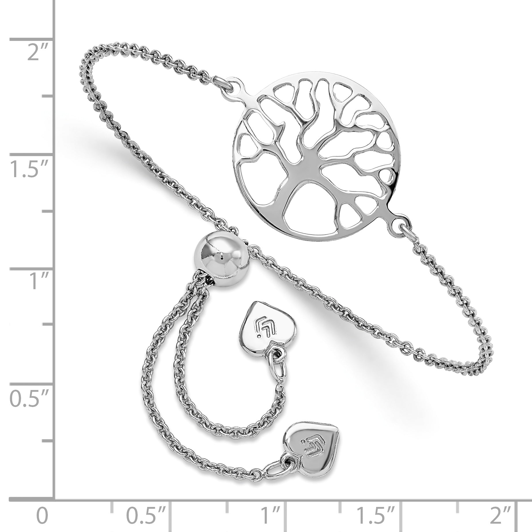 Sterling Silver RH-plated Tree of Life Adjustable Bracelet
