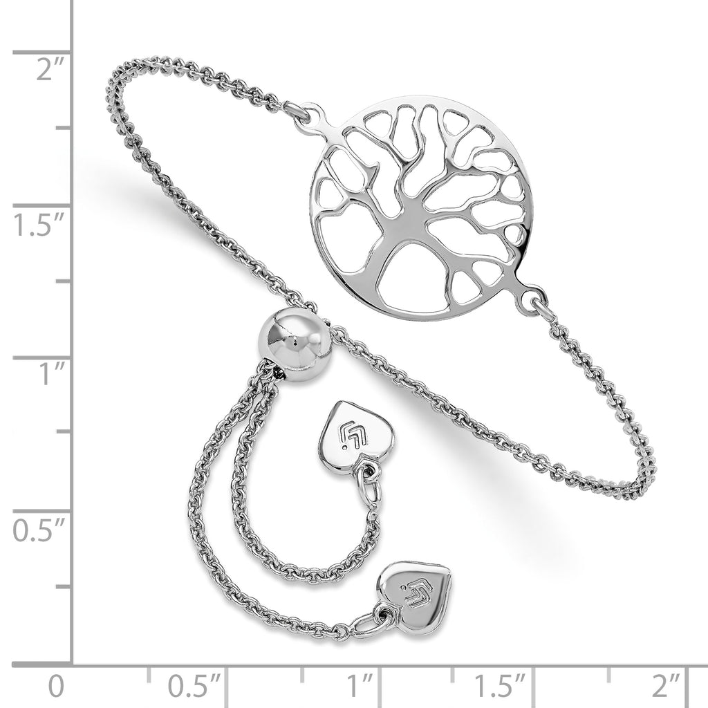 Sterling Silver RH-plated Tree of Life Adjustable Bracelet