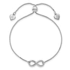 Sterling Silver RH-plated Polished Infinity Adjustable Bracelet