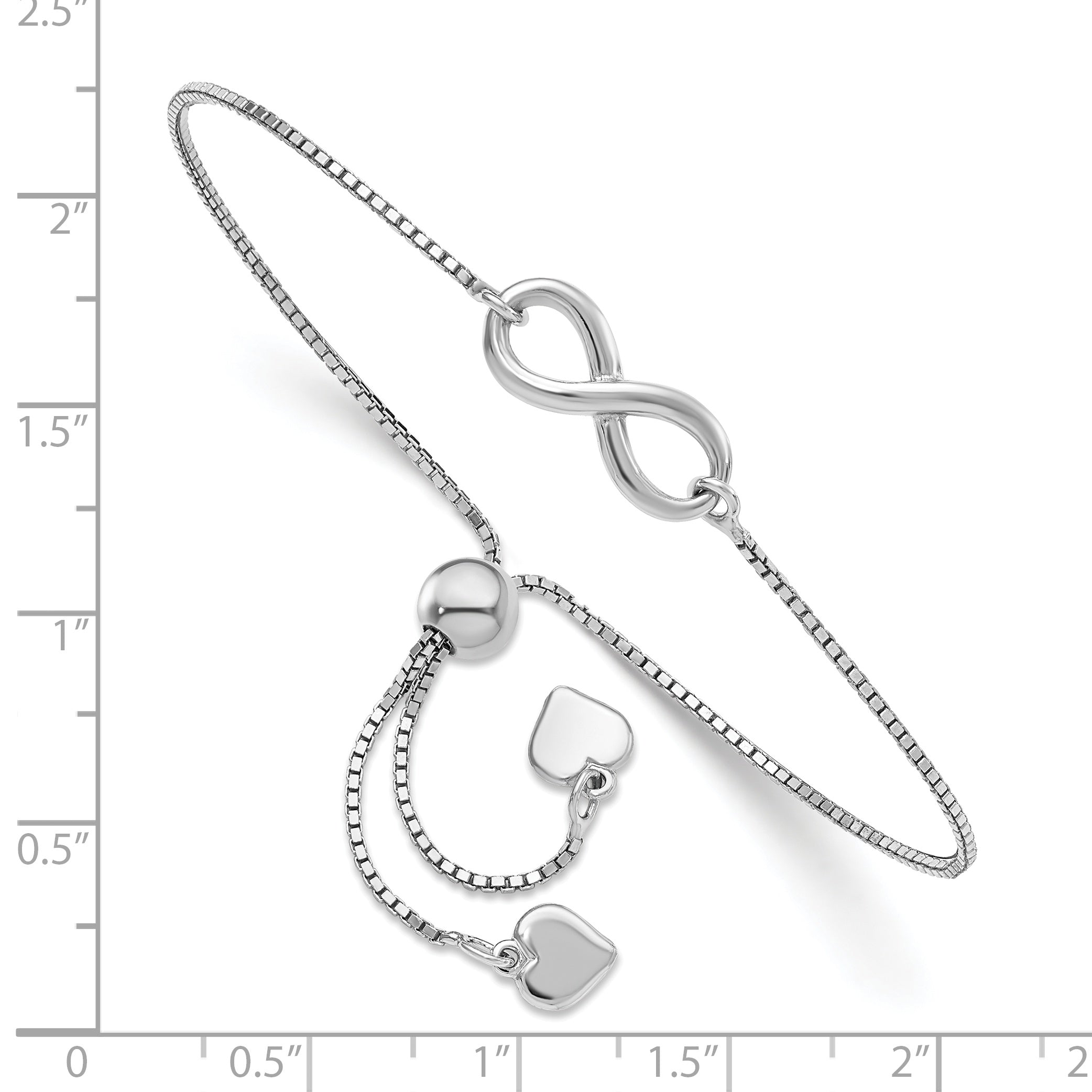 Sterling Silver RH-plated Polished Infinity Adjustable Bracelet Secondary image