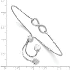 Sterling Silver RH-plated Polished Infinity Adjustable Bracelet