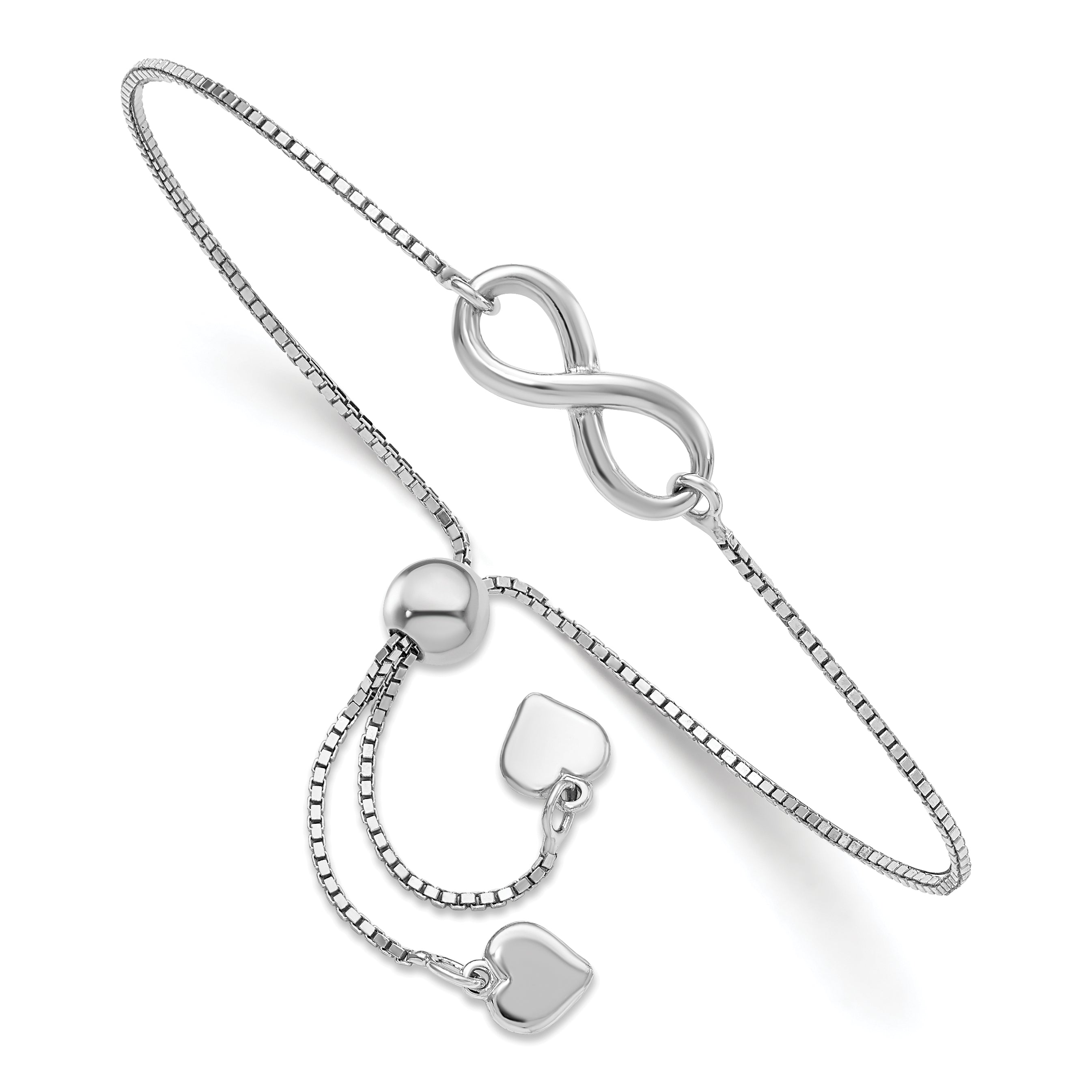 Sterling Silver RH-plated Polished Infinity Adjustable Bracelet