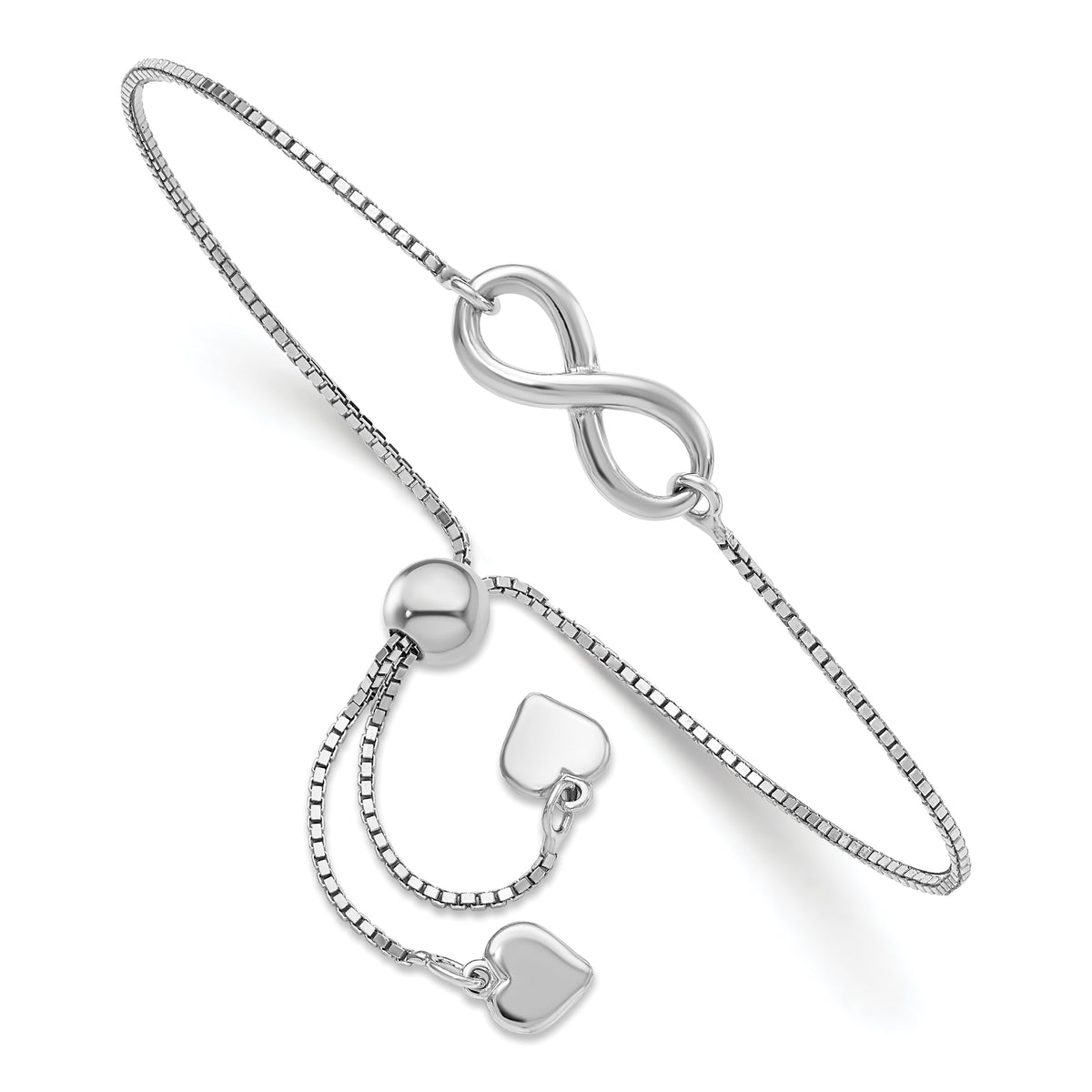 Sterling Silver RH-plated Polished Infinity Adjustable Bracelet
