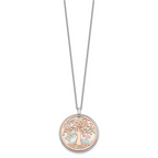 Sterling Silver & Rose-tone MOP Tree of Life w/1in ext. Necklace