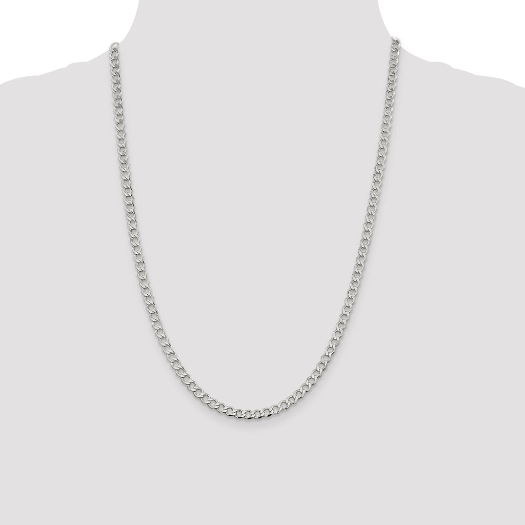 Sterling Silver 4.5mm Semi-solid Flat Curb Chain