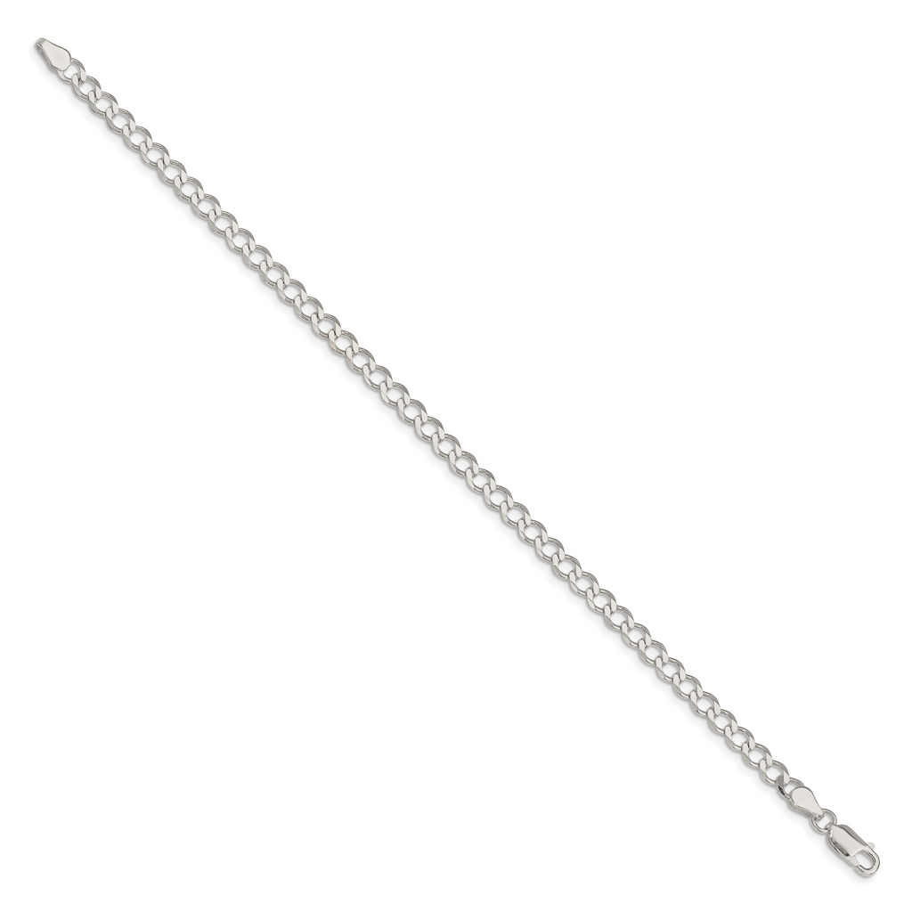 Sterling Silver 4.5mm Semi-solid Flat Curb Chain
