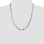 Sterling Silver 6.7mm Semi-solid Flat Curb Chain
