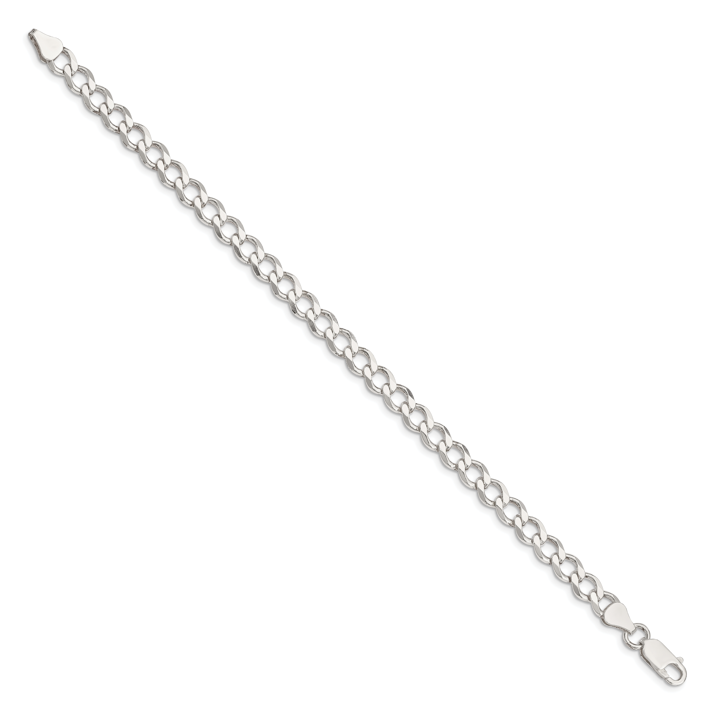 Flat Curb Chain Necklace in Sterling Silver, 6.7mm Secondary image
