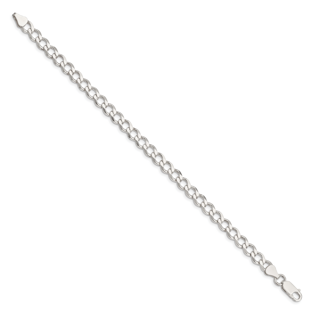 Sterling Silver 6.7mm Semi-solid Flat Curb Chain