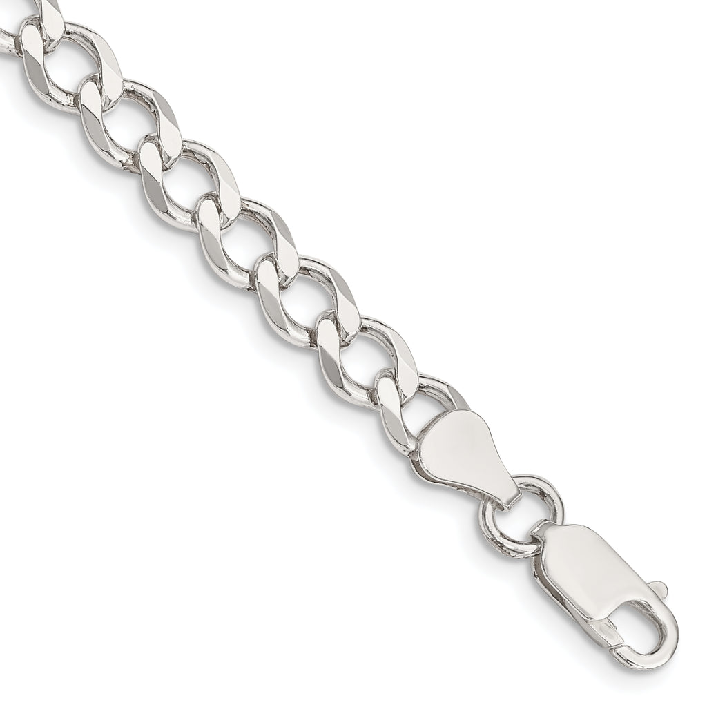 Sterling Silver 6.7mm Semi-solid Flat Curb Chain