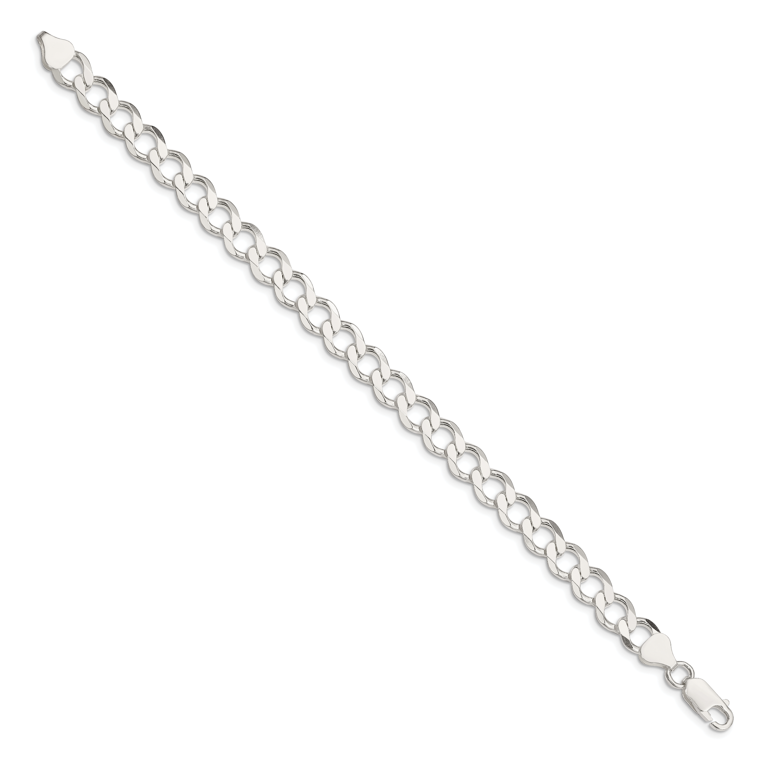 Flat Curb Chain Bracelet in Sterling Silver, 8.1mm Secondary image