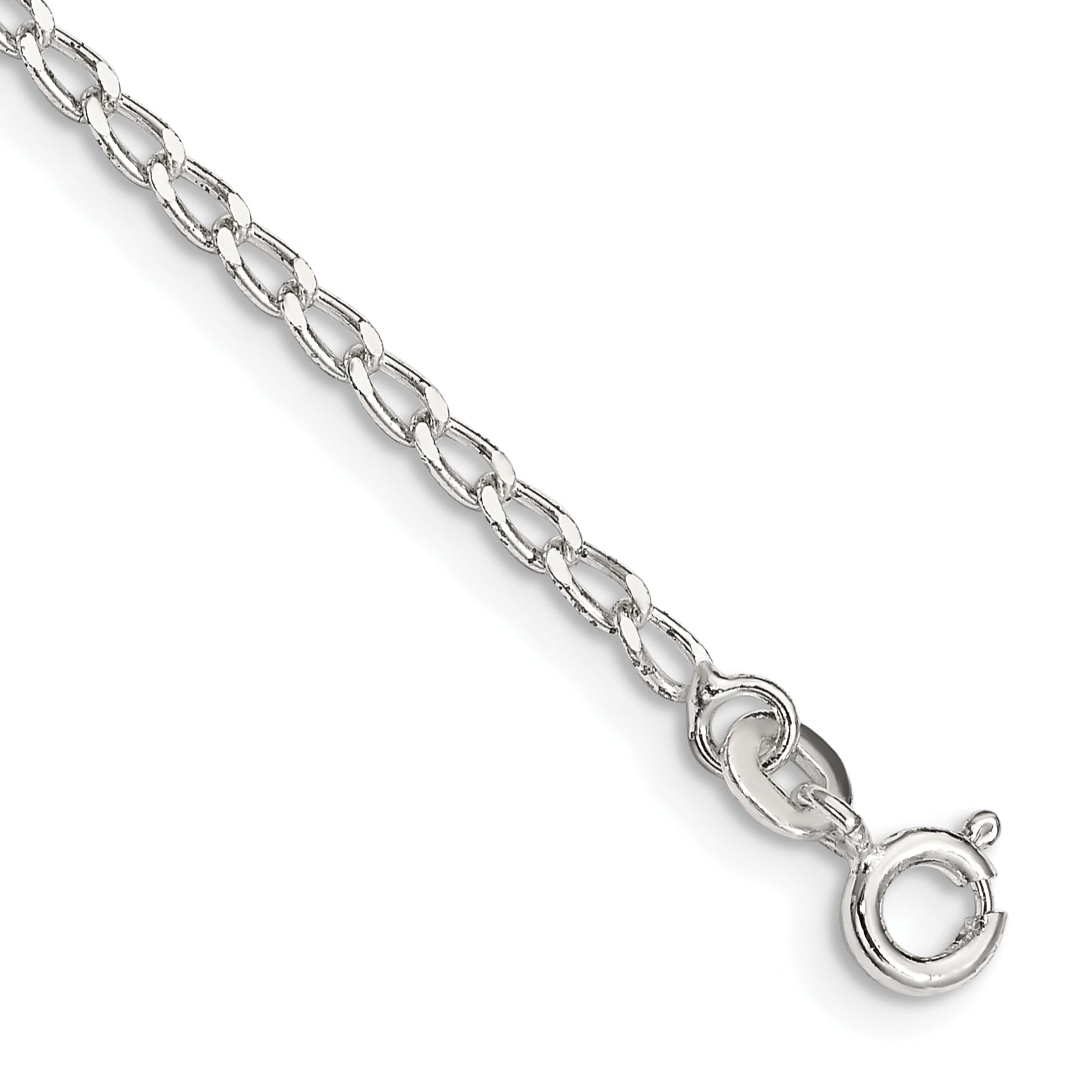 Sterling Silver 2mm Open Elongated Link Chain Anklet Main image
