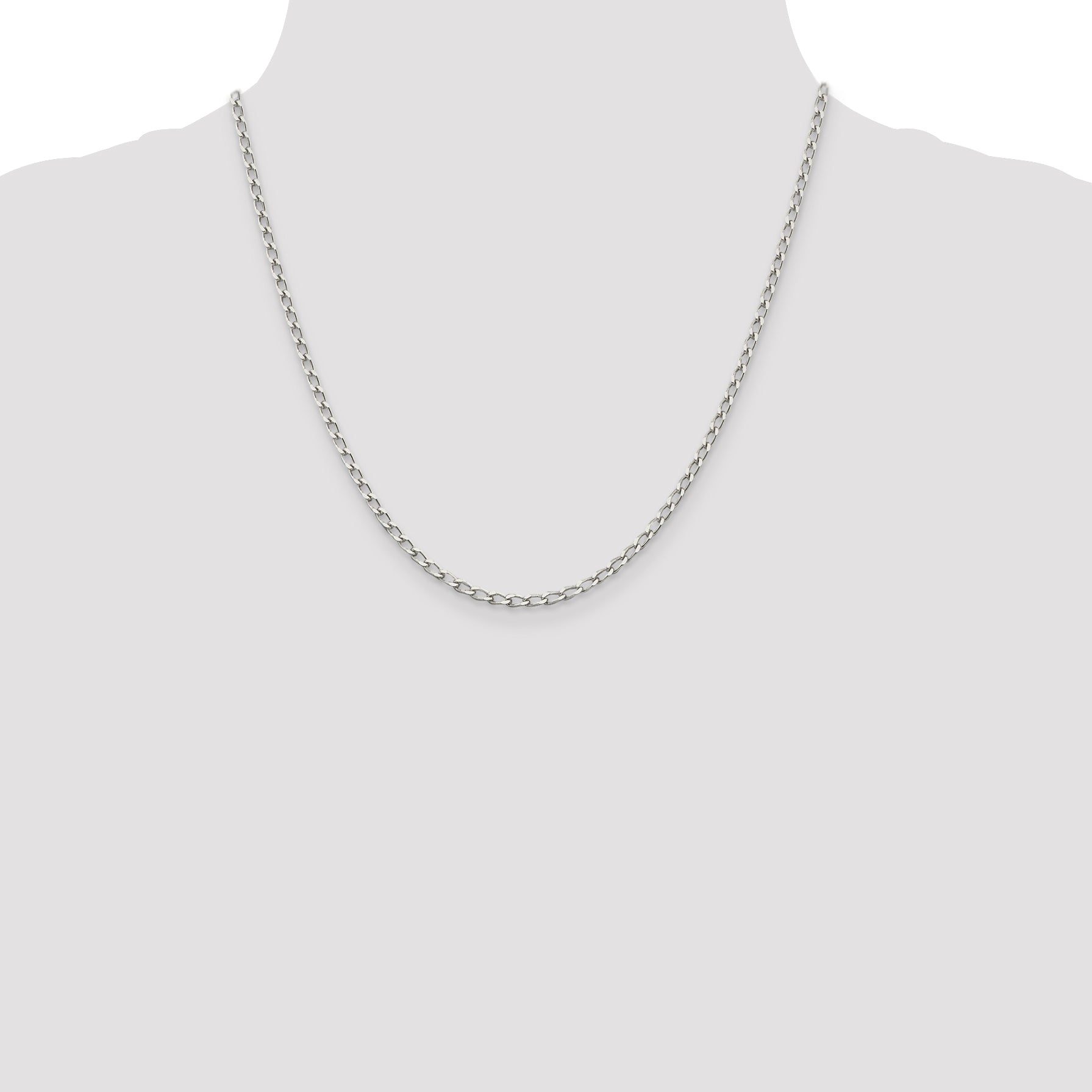 Sterling Silver 2.8mm Open Elongated Link Chain Anklet