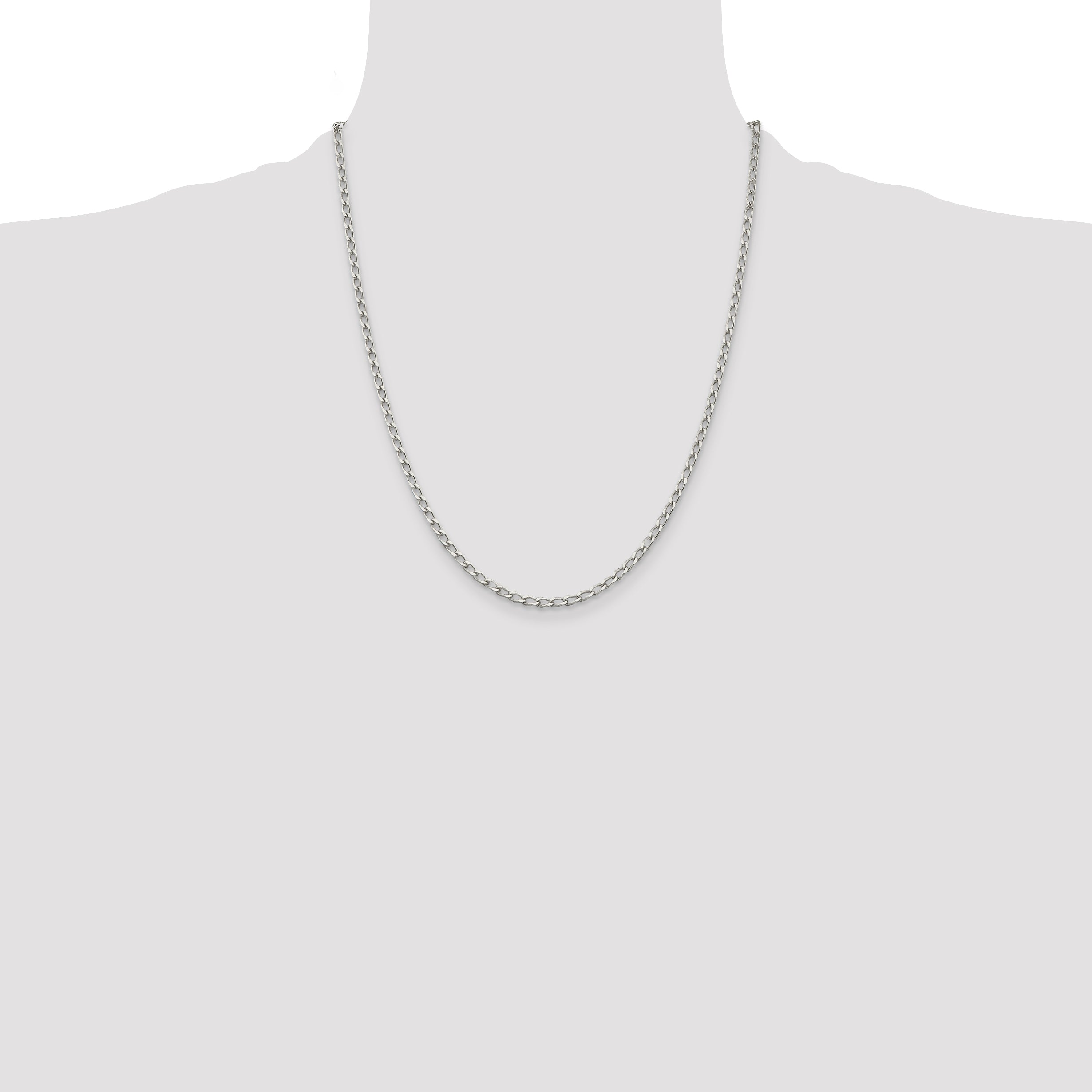 Sterling Silver 2.8mm Open Elongated Link Chain Anklet