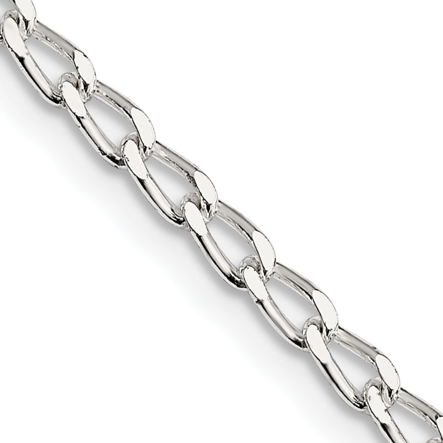 Sterling Silver 2.8mm Open Elongated Link Chain Anklet