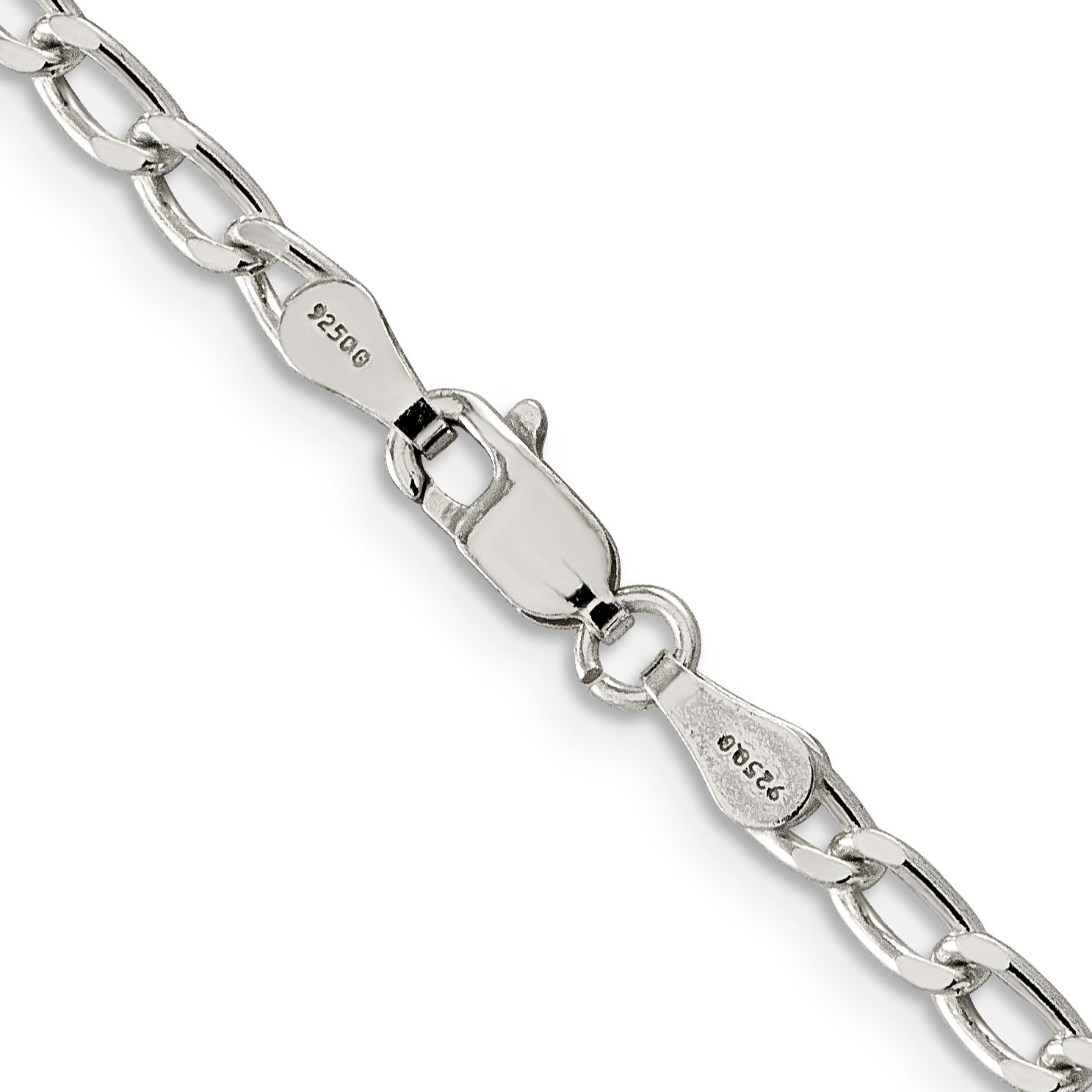 Amore La Vita Sterling Silver Rhodium-plated Polished 3.2mm with Lobster Clasp Open Link Charm Anklet