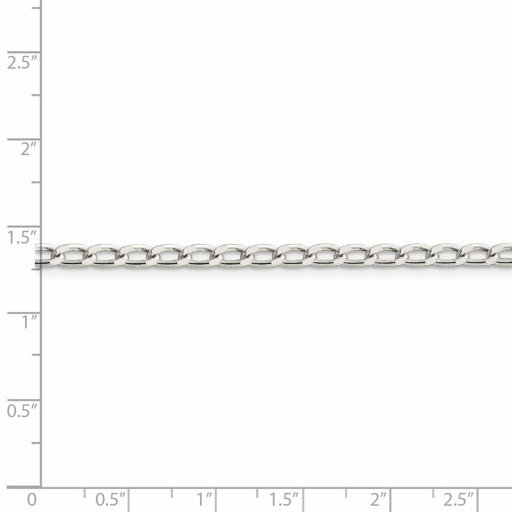 Amore La Vita Sterling Silver Rhodium-plated Polished 3.2mm with Lobster Clasp Open Link Charm Anklet